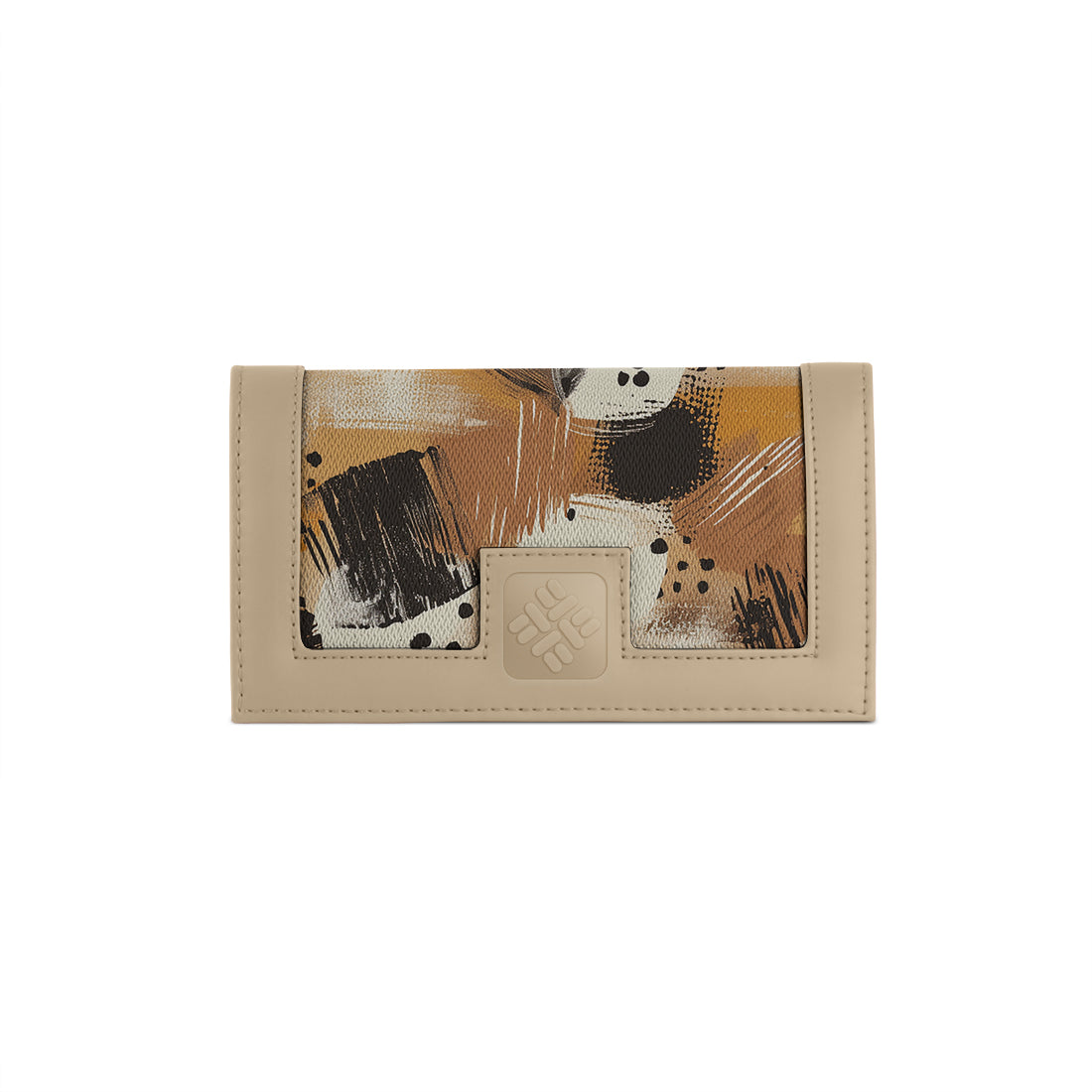 Beige Sleek Elegance Fold Wallet with Bold Abstract Brushstrokes