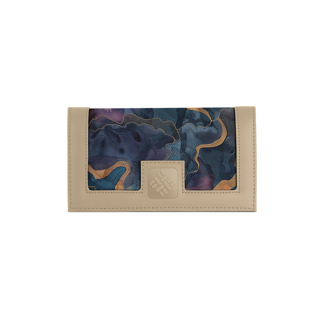 Beige Sleek Elegance Fold Wallet with Ethereal Watercolor Waves