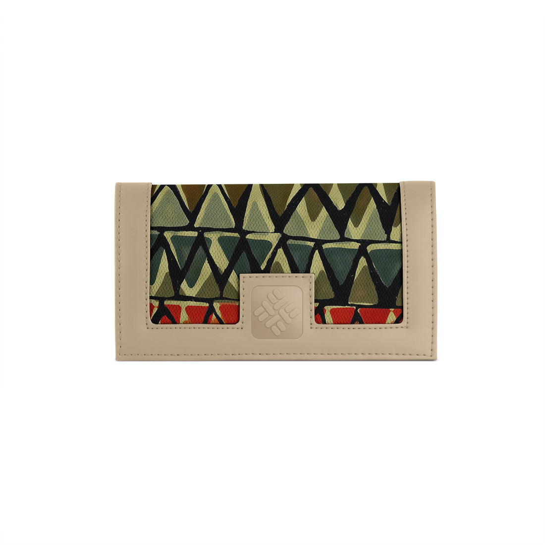 Beige Sleek Elegance Fold Wallet with Tribal Chevron Vibes