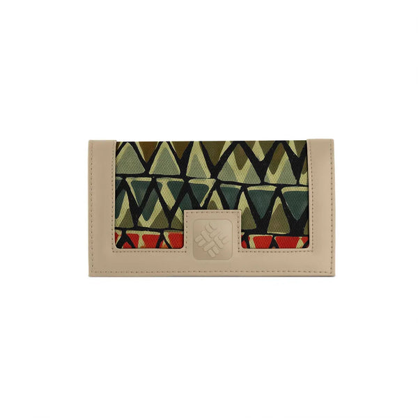 Beige Sleek Elegance Fold Wallet with Tribal Chevron Vibes