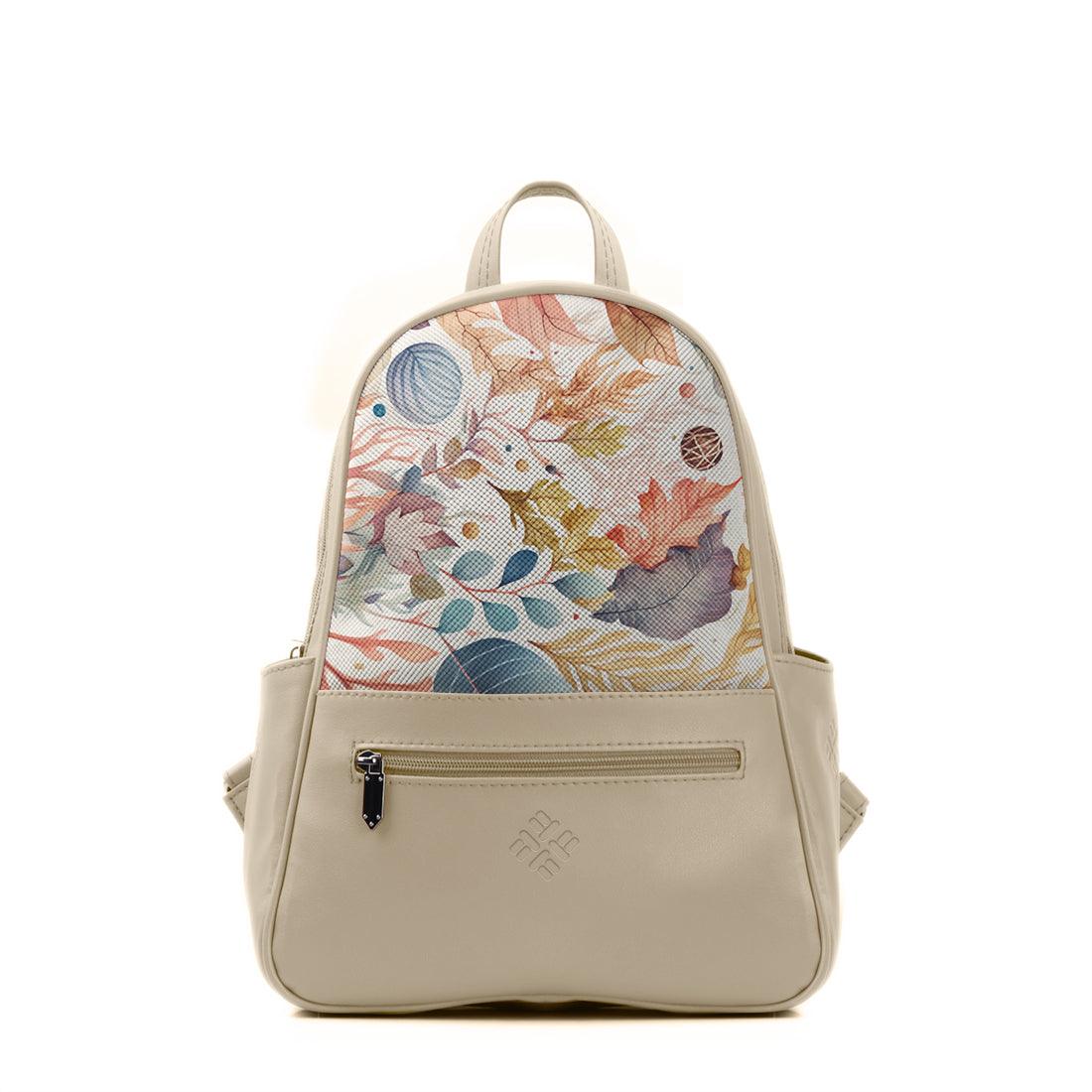 Beige Vivid Backpack Leaves - CANVAEGYPT