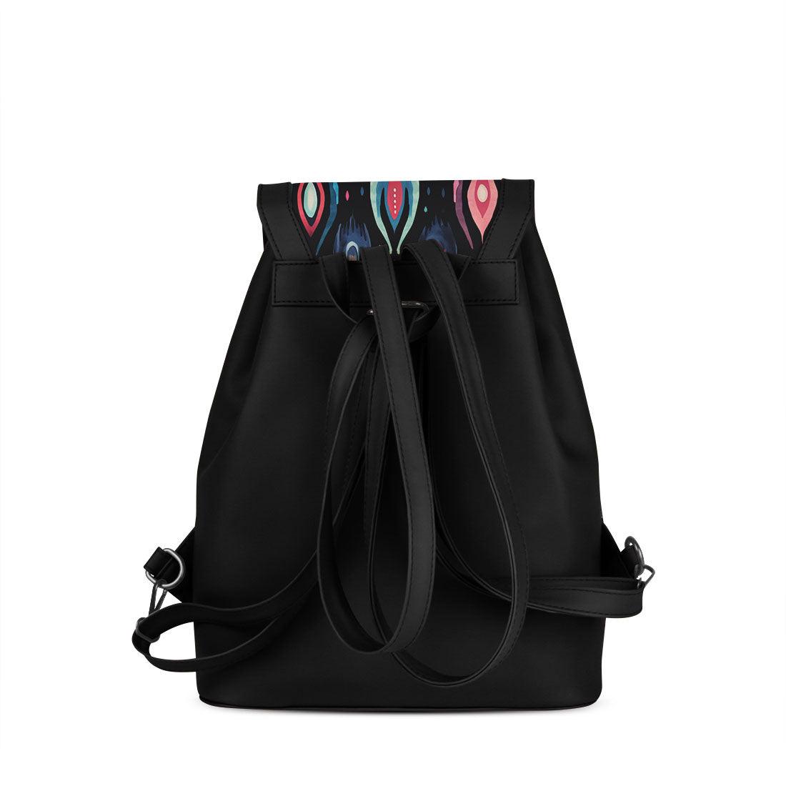 Black City Serenade Backpack Vibrant Peacock Droplets - CANVAEGYPT