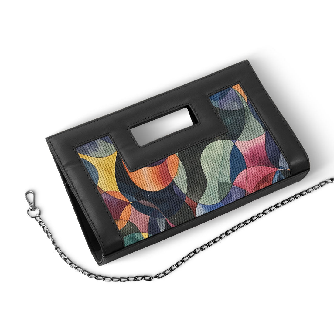 Black City Sleek Clutch Watercolor Wavy