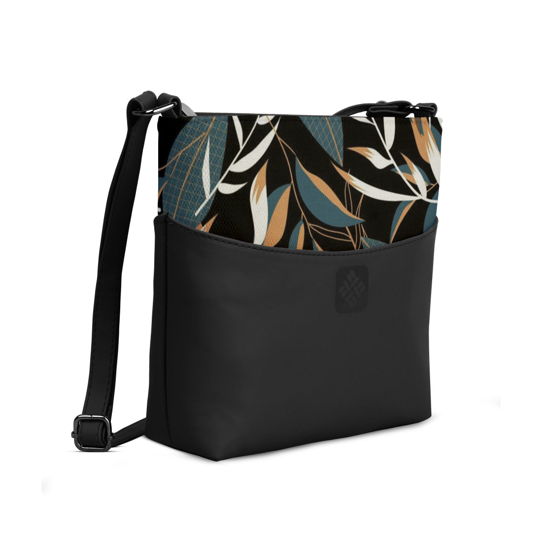 Chic Essentials Crossbody Black Leaves