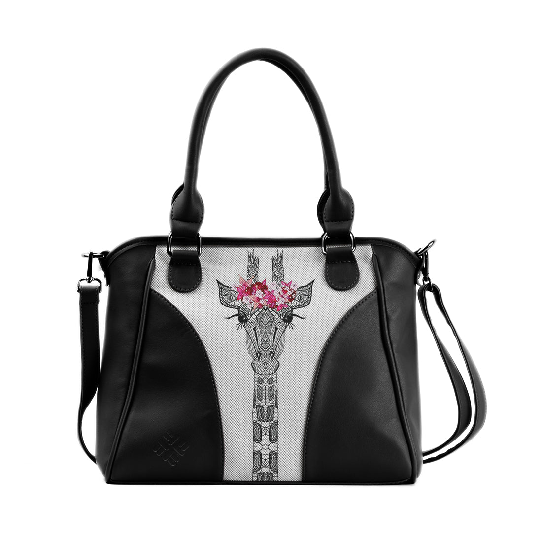 Black Ladies Handbag Giraffe Queen