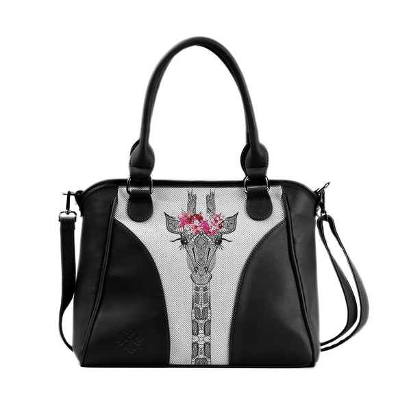 Black Ladies Handbag Giraffe Queen - 1