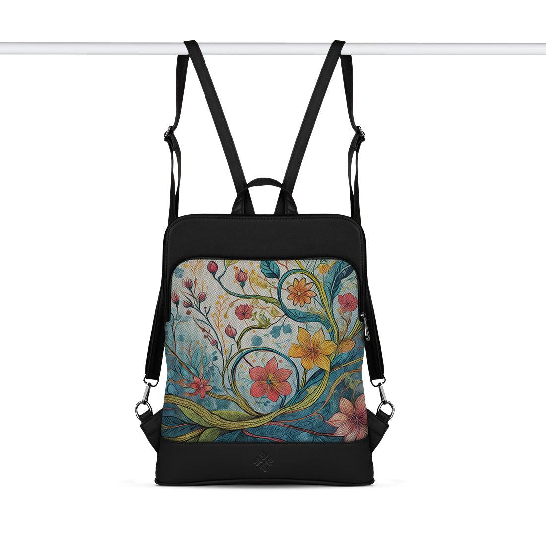 Black Laptop Backpack Flowers - CANVAEGYPT