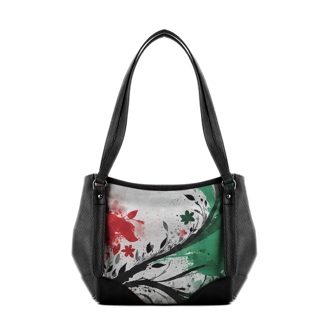 Black Leather Tote Bag palestine up - CANVAEGYPT