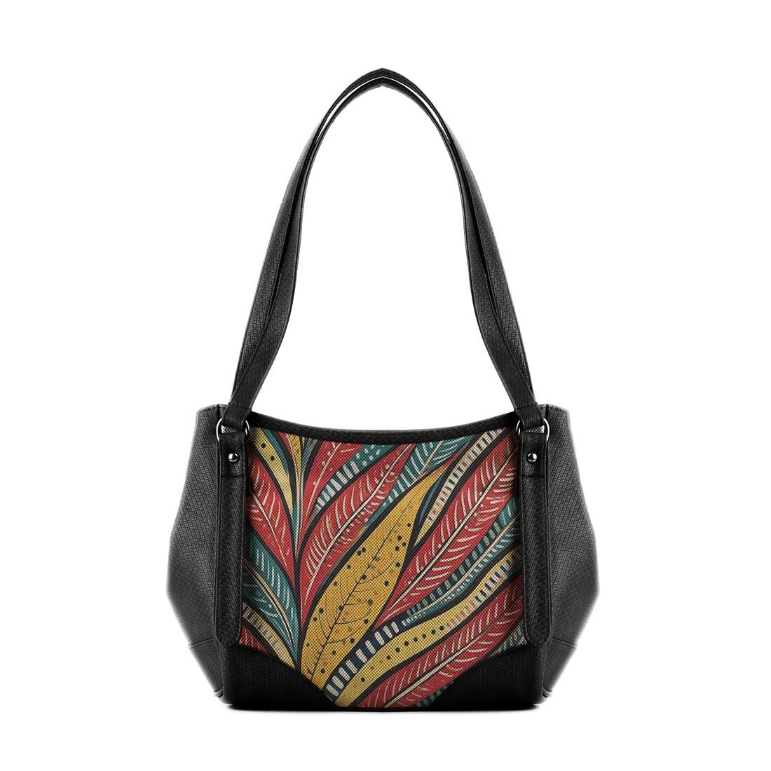 Black Leather Tote Bag leaves - CANVAEGYPT