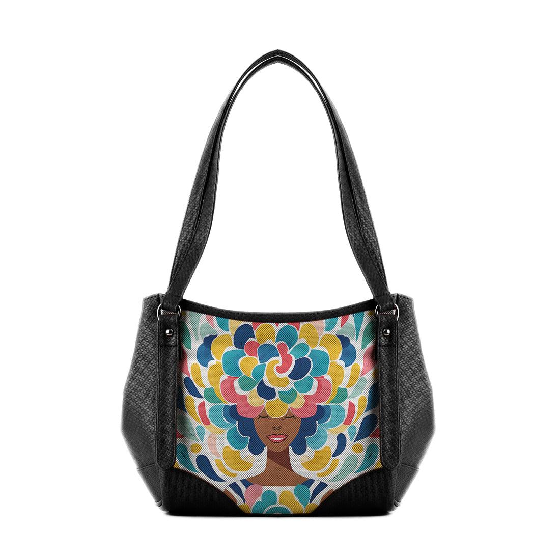 Black Leather Tote pretty lady - CANVAEGYPT