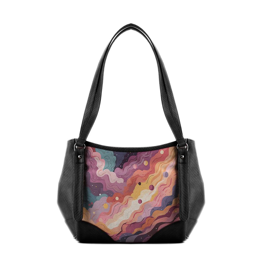Black Leather Tote wavy sky - CANVAEGYPT