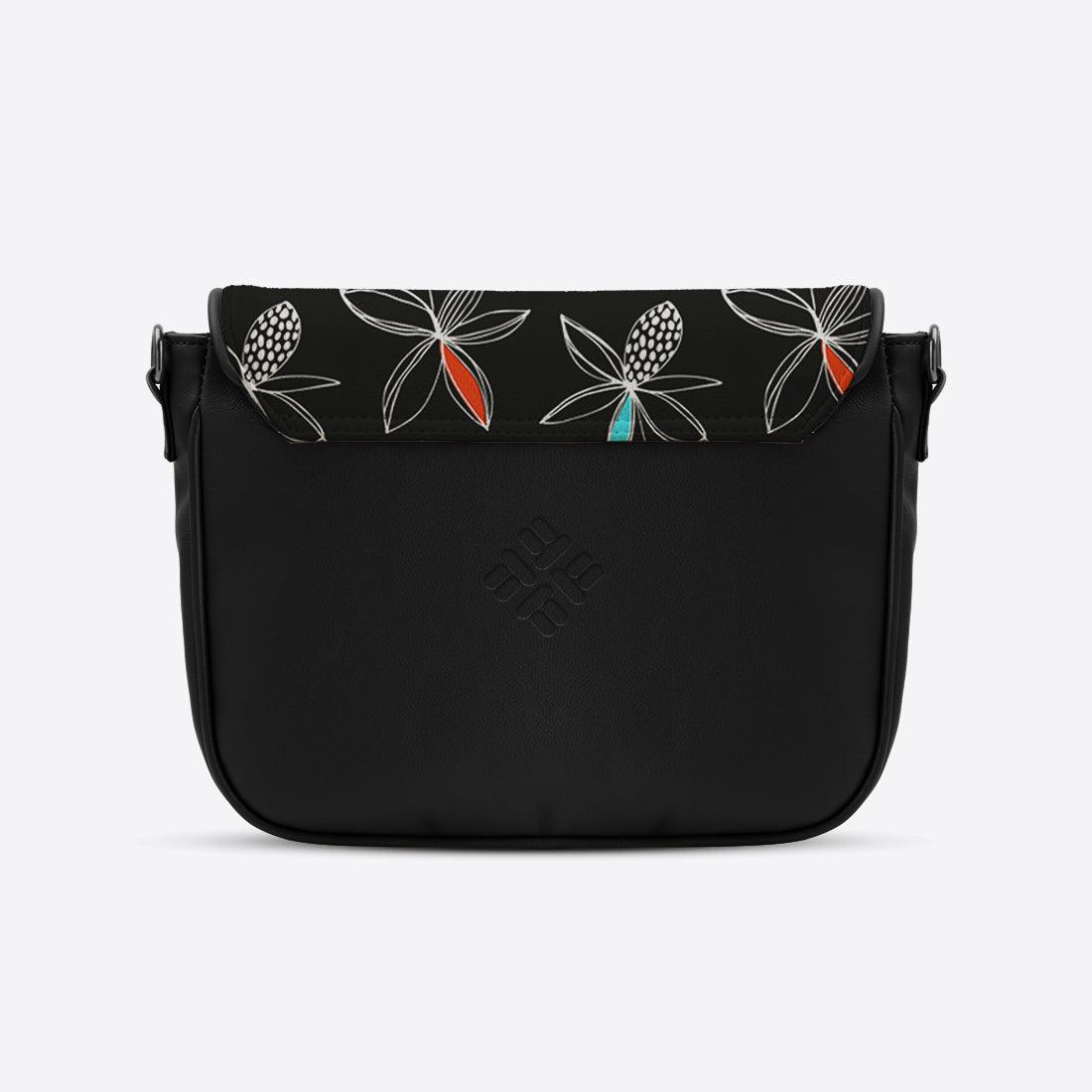 Black Messenger Crossbody Floral Line - CANVAEGYPT