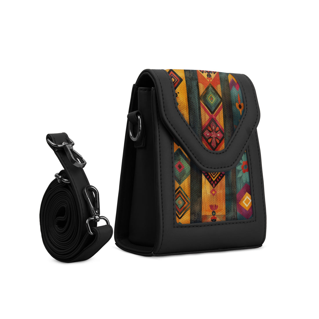 Black Mini Urban Crossbody Bag Tribal Tapestry