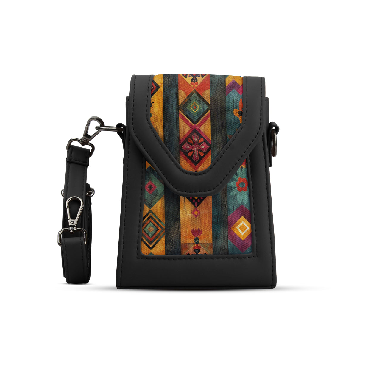 Black Mini Urban Crossbody Bag Tribal Tapestry