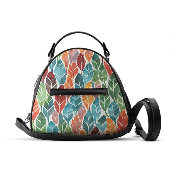 Black Mini Voyage Backpack Colorful Leaf - CANVAEGYPT
