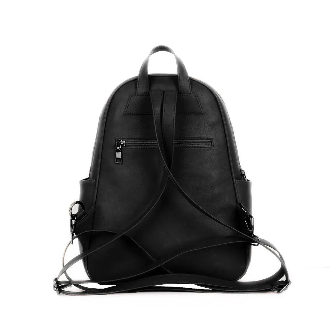 Black Mixed Backpack Solid Black - 3