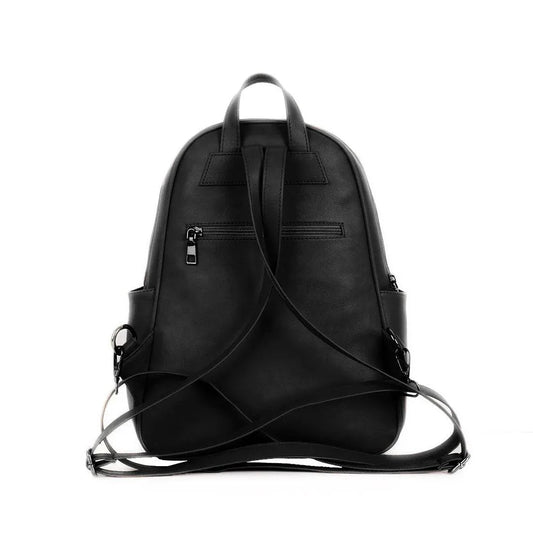 Black Mixed Backpack Solid Black - 3