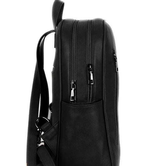 Black Mixed Backpack Solid Black - 2