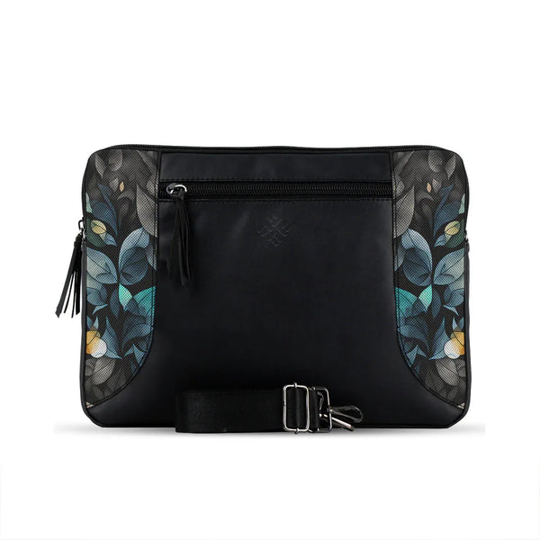 Black Mixed Laptop Sleeve Leaves - 1
