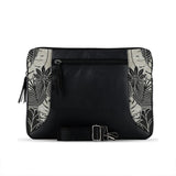 Black Mixed Laptop Sleeve Black Leaves
