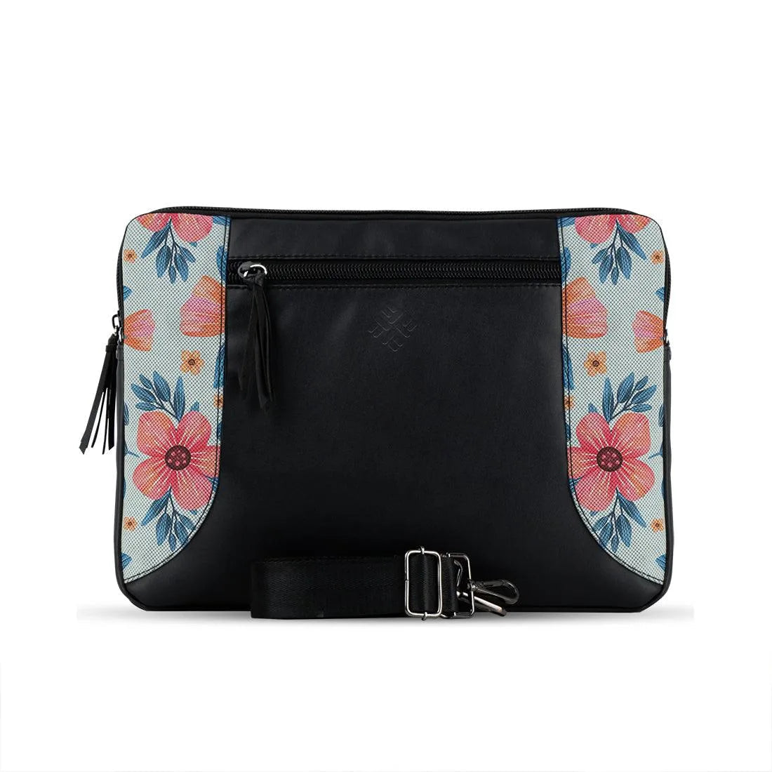 Black Mixed Laptop Sleeve Flower Art - 1