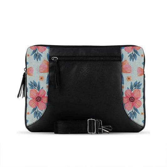 Black Mixed Laptop Sleeve Flower Art - 1