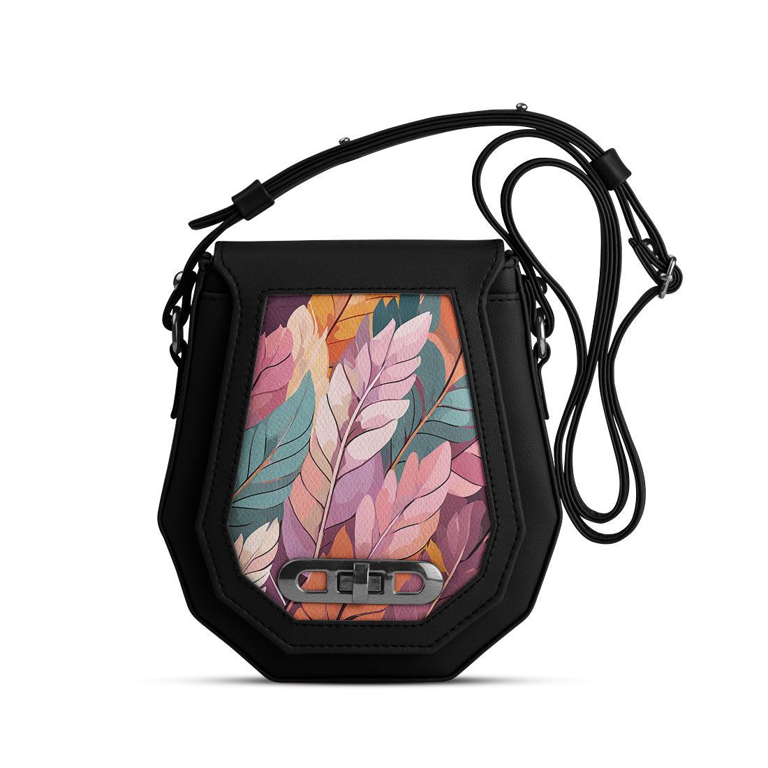 Black Polygon Crossbags mixed leaves - CANVAEGYPT