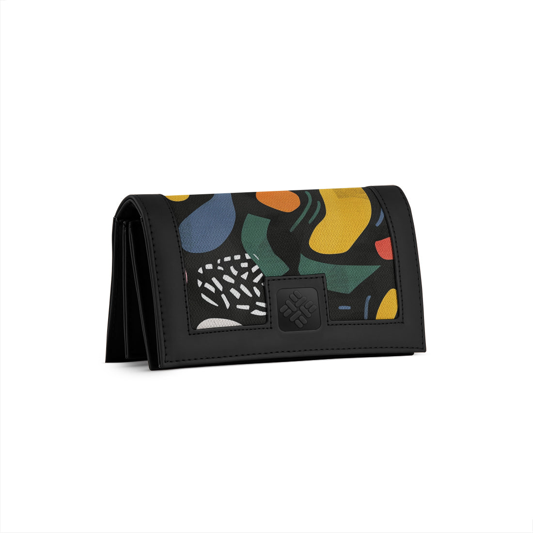 Black Sleek Elegance Fold Wallet Featuring Bold Geometric Pops