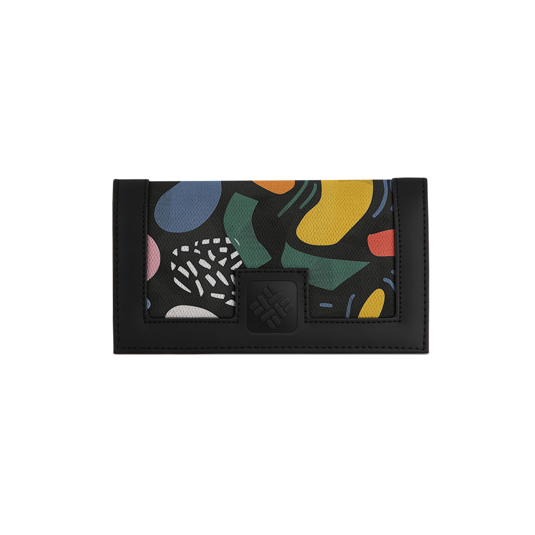 Black Sleek Elegance Fold Wallet Featuring Bold Geometric Pops