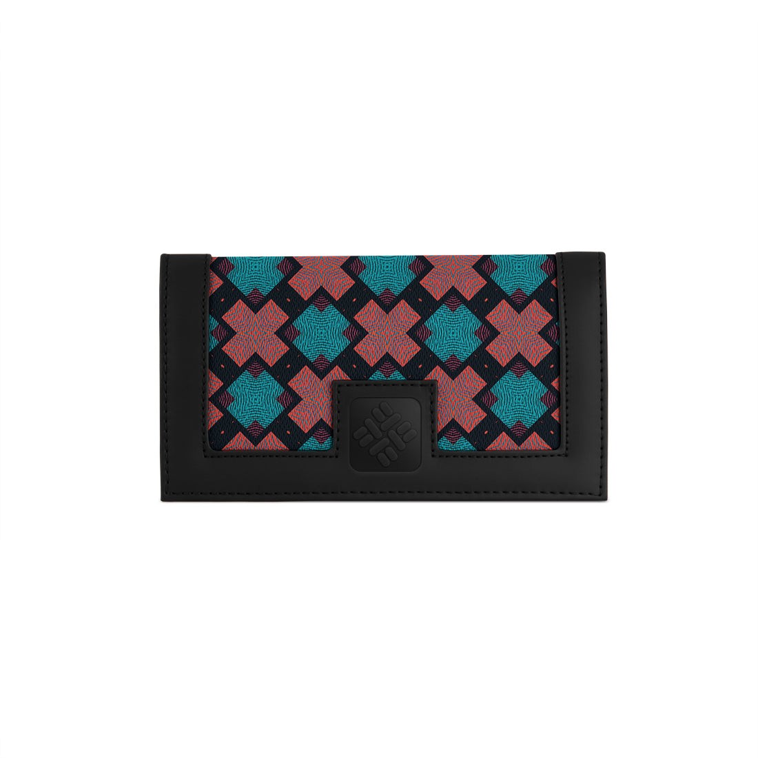 Black Sleek Elegance Fold Wallet Featuring Vibrant Star Tile Motif