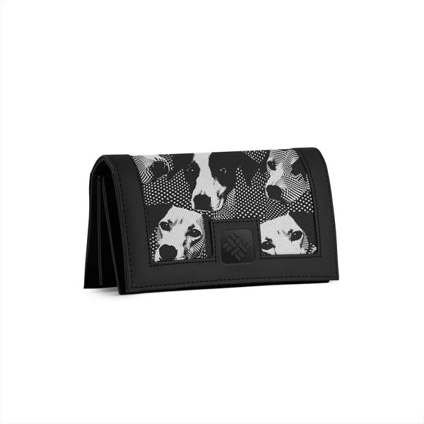 Black Sleek Elegance Fold Wallet with Monochrome Dog Portraits - 1