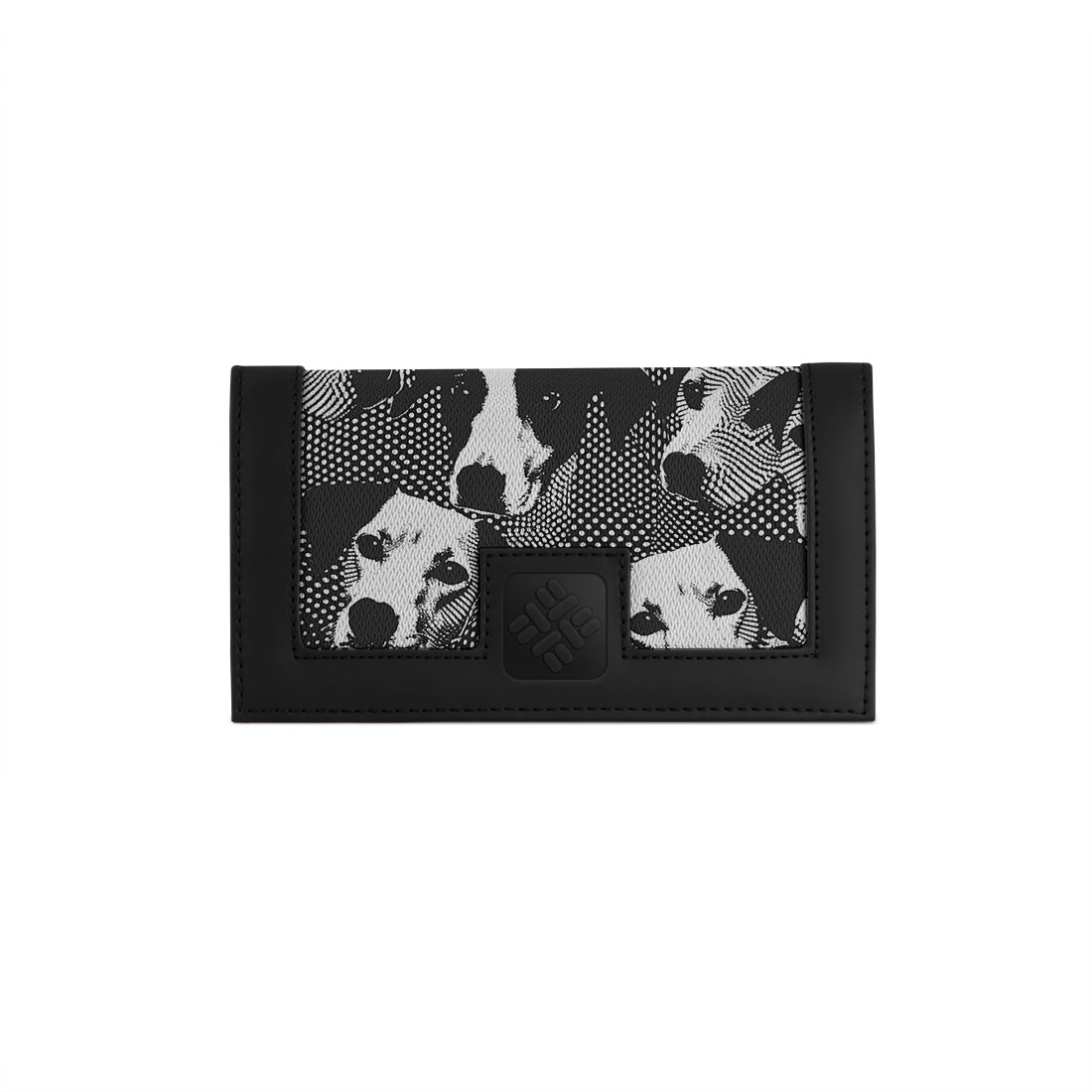 Black Sleek Elegance Fold Wallet with Monochrome Dog Portraits
