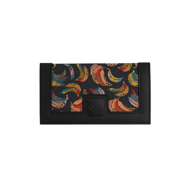 Black Sleek Elegance Fold Wallet with Pop-Art Banana Burst