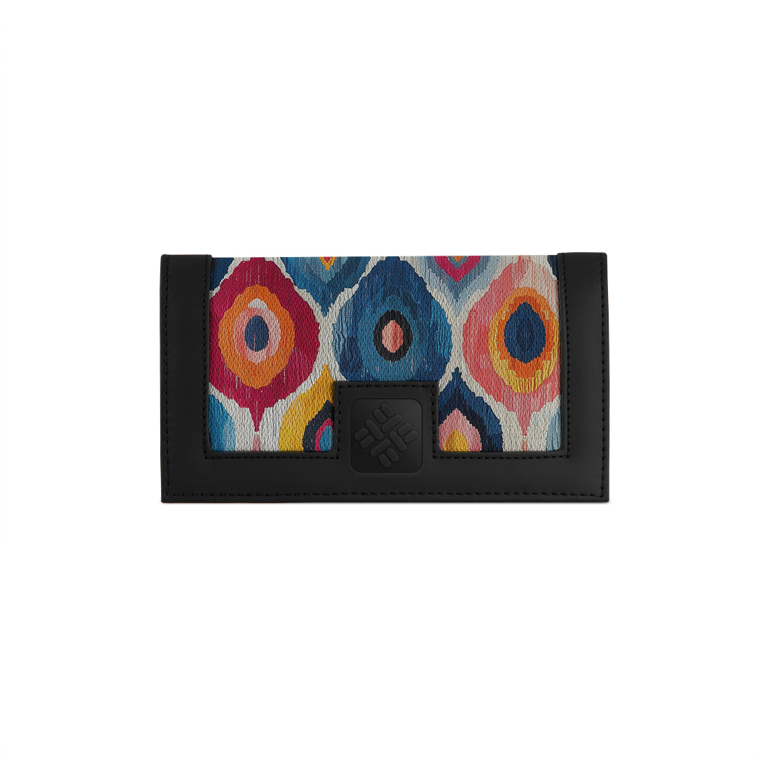 Black Sleek Elegance Fold Wallet with Vibrant Abstract Ikat Pattern