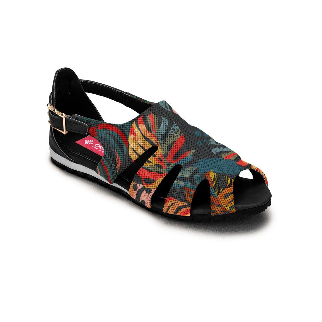 Black Spider Toe Sandal Big Leafs - CANVAEGYPT