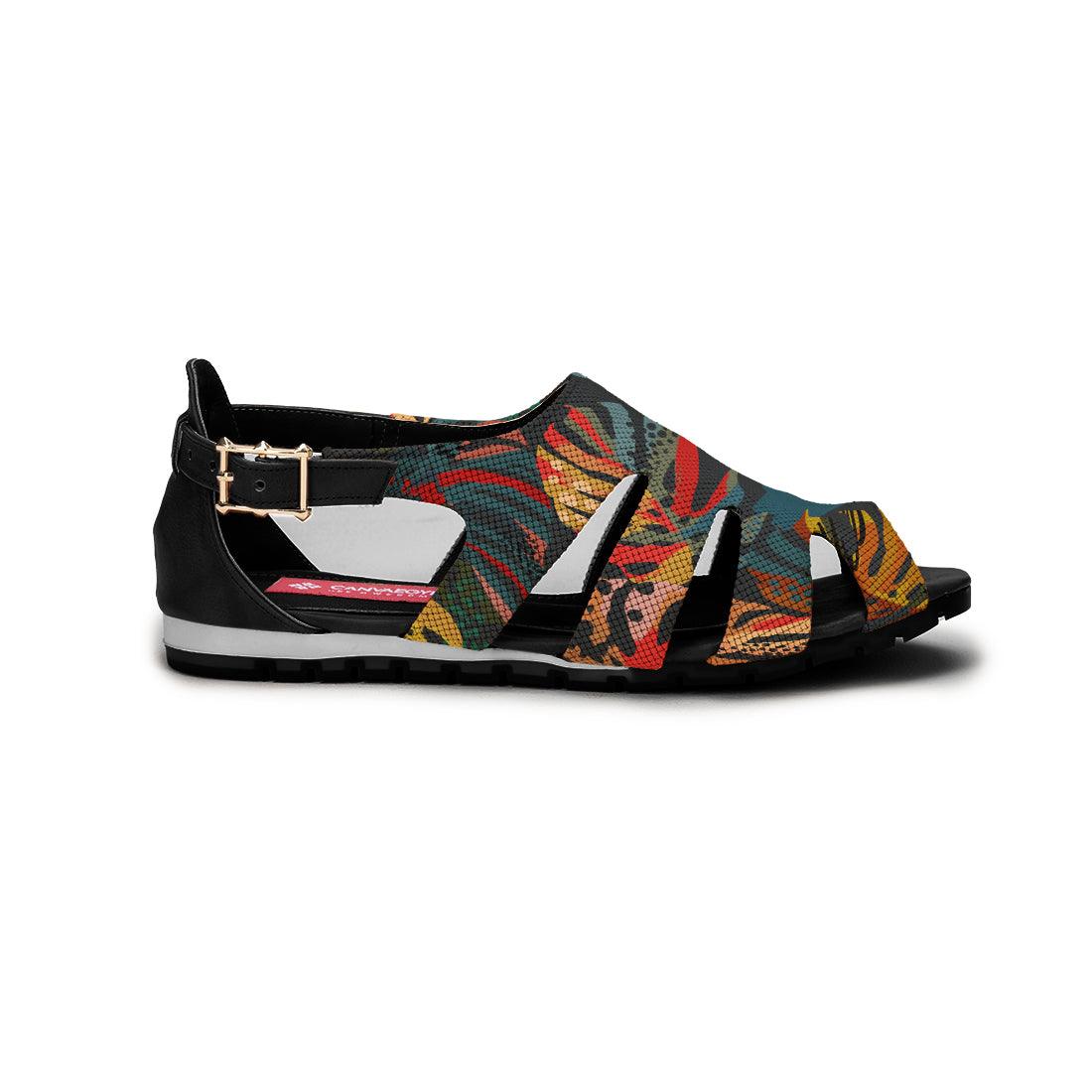 Black Spider Toe Sandal Big Leafs - CANVAEGYPT