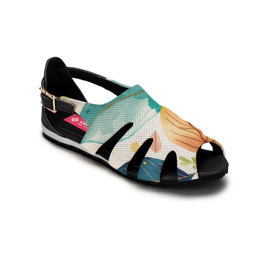 Black Spider Toe Sandal Floral - CANVAEGYPT