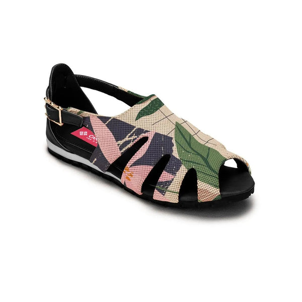 Black Spider Toe Sandal Leafs