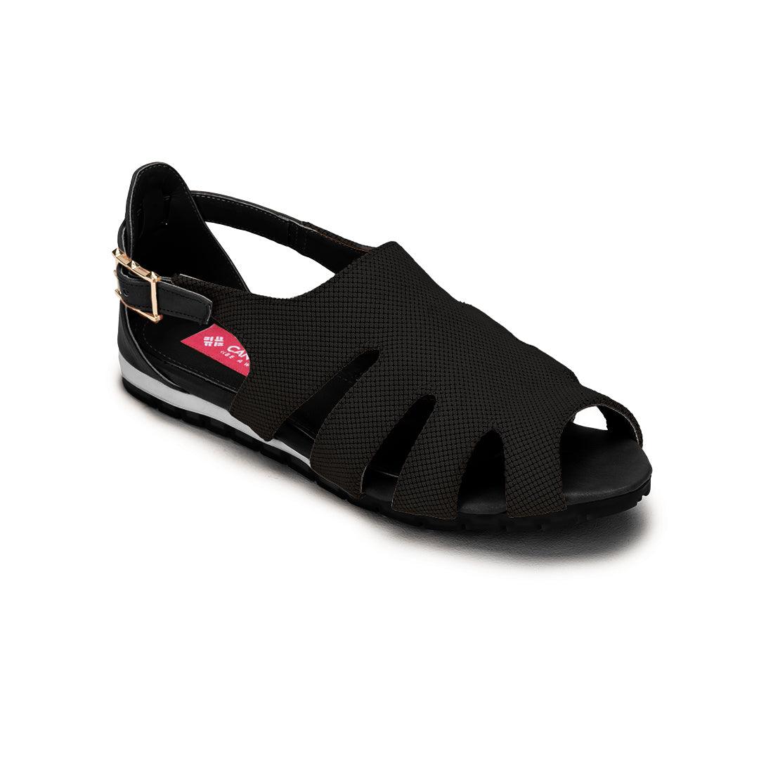 Black Spider Toe Sandal Solid Black - CANVAEGYPT