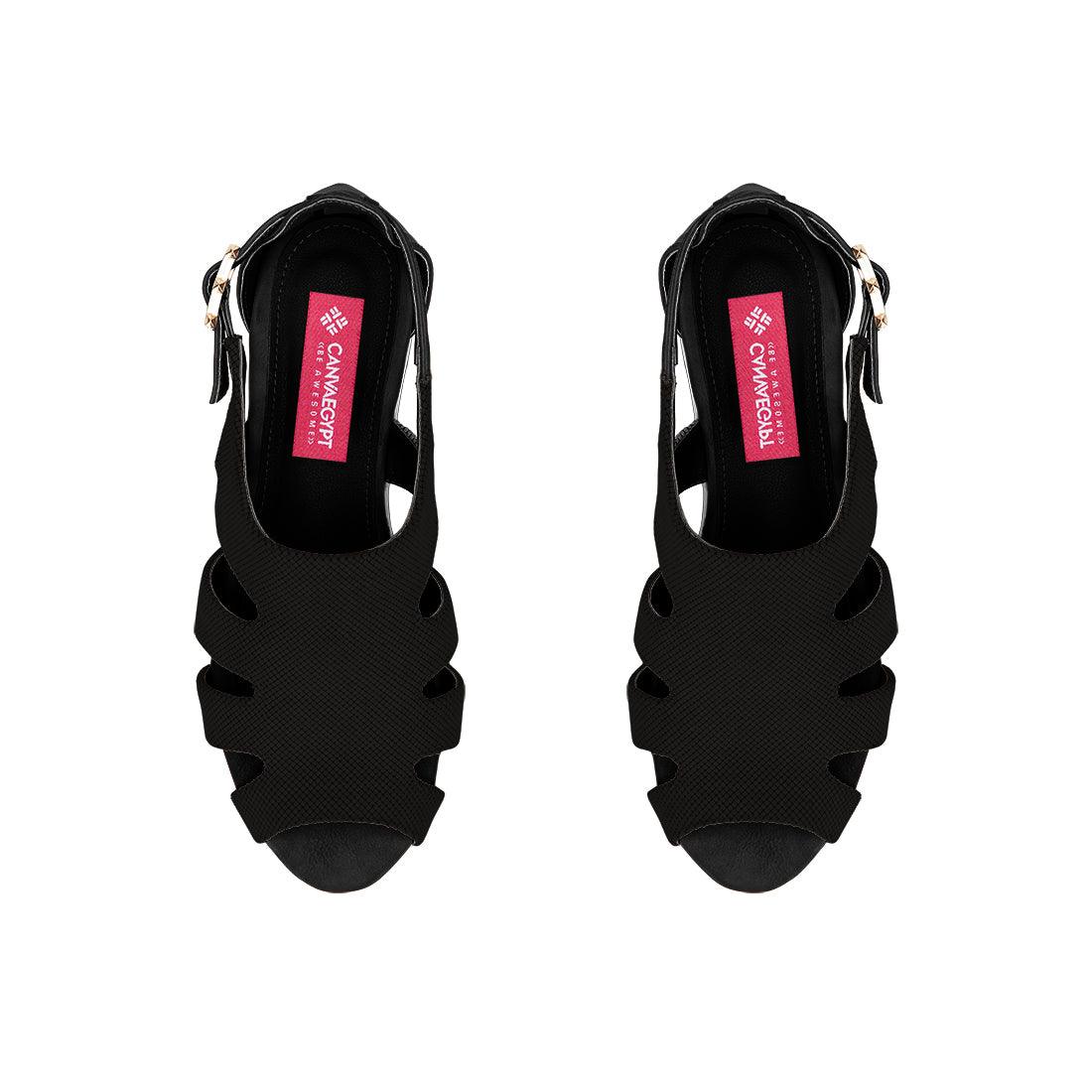 Black Spider Toe Sandal Solid Black - CANVAEGYPT