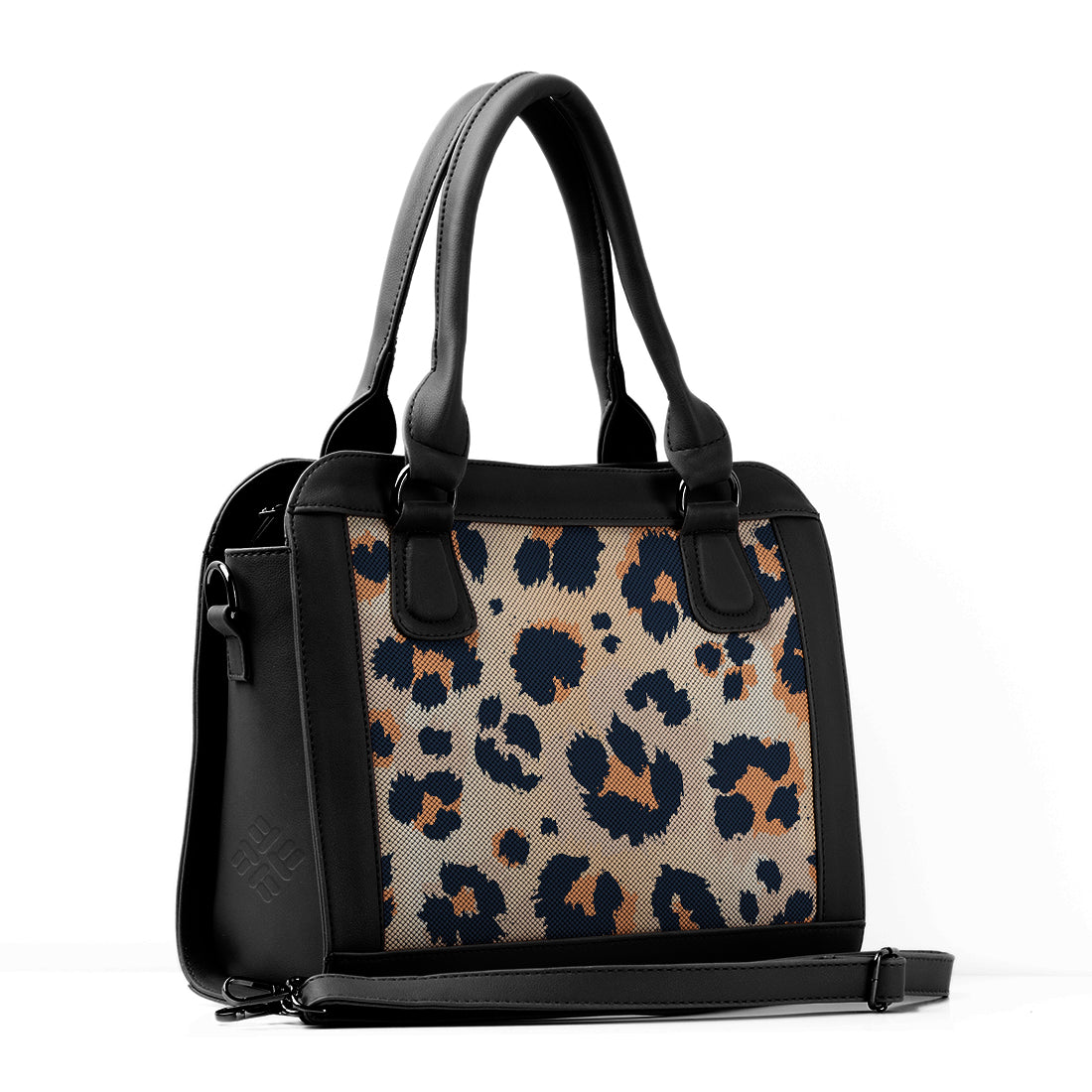 Black Travel Hobo Bag Orange Cheetah
