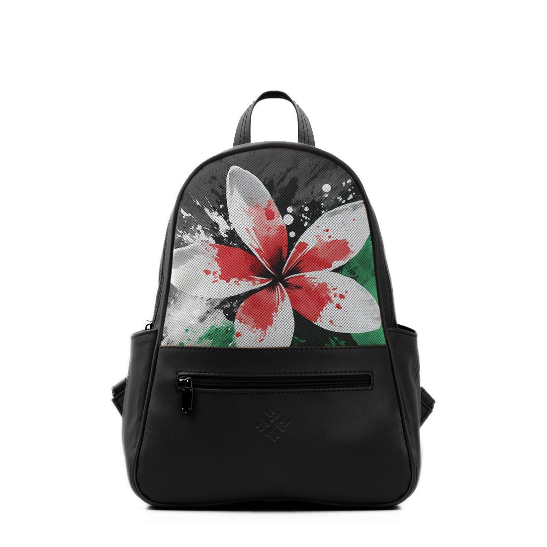 Black Vivid Backpack Palestine flower - CANVAEGYPT