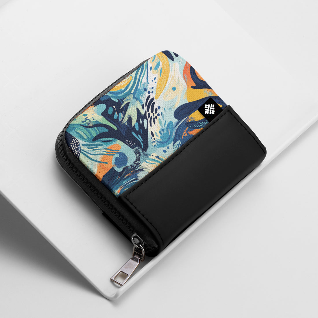 Black ZipPop Wallet Coral Swirl