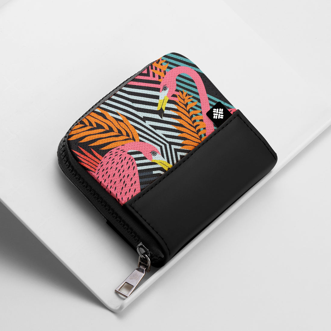 Black ZipPop Wallet Flamingo Groove