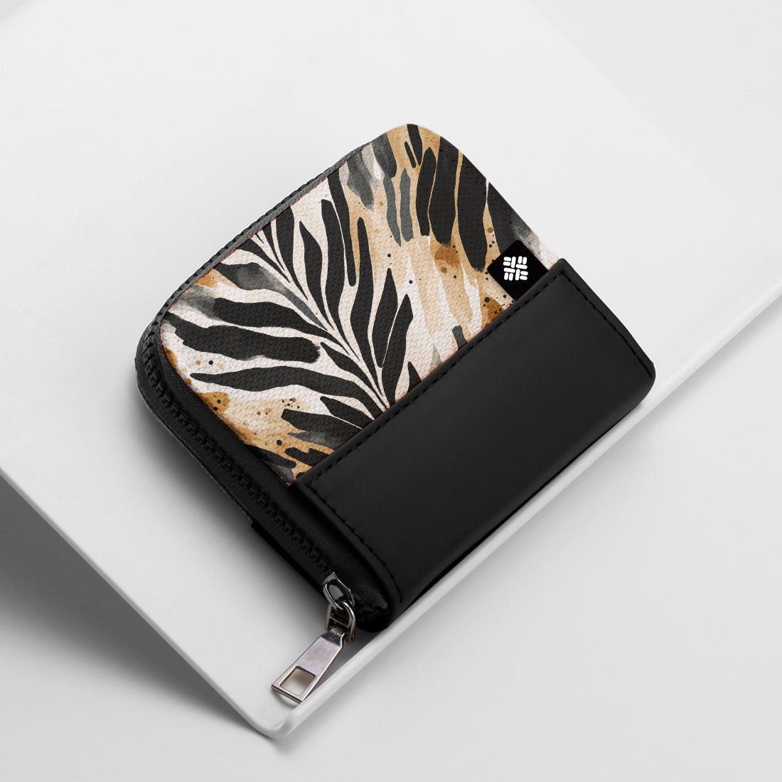 Black ZipPop Wallet Wild Ink Leaves