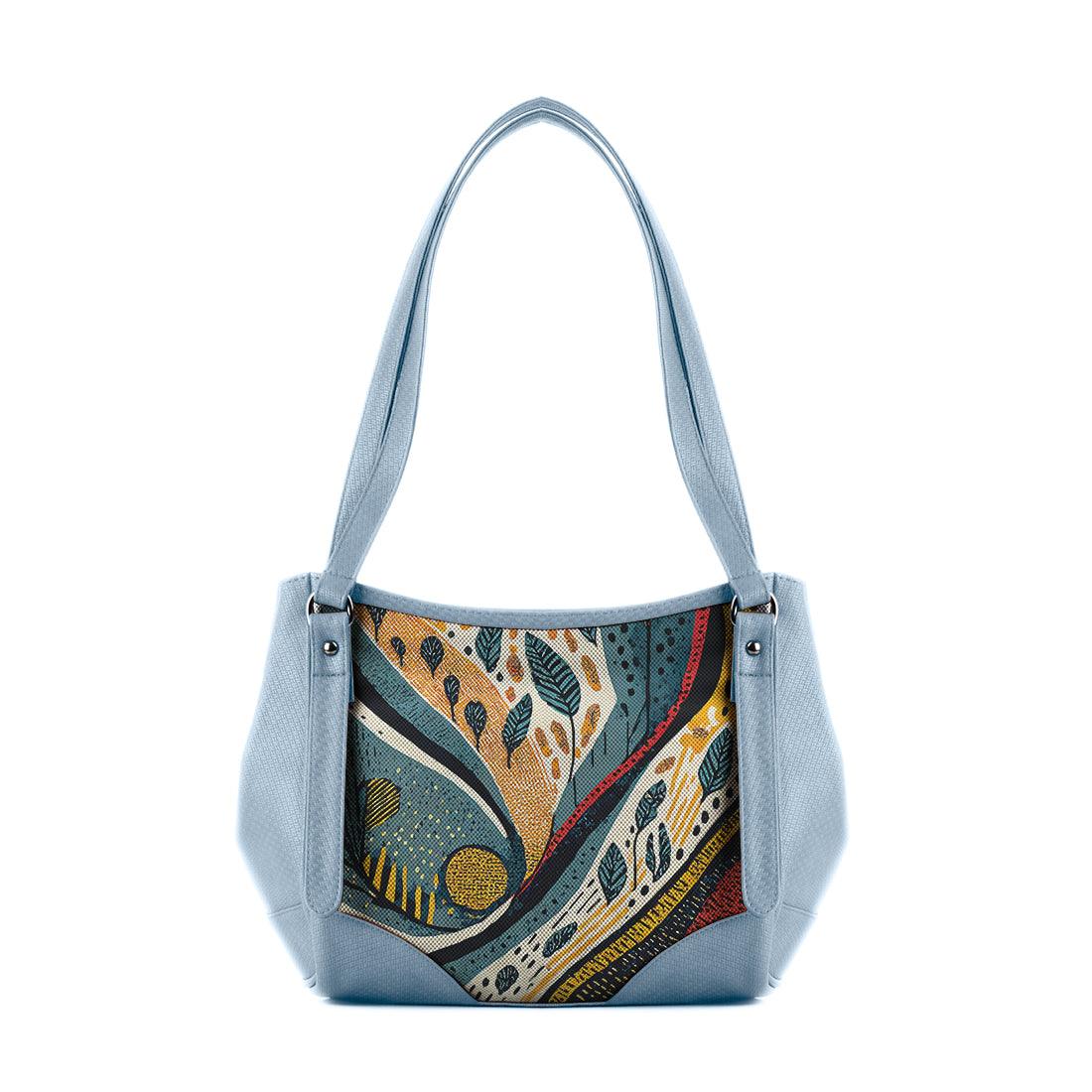 Blue Leather Tote Bag leafcraft - CANVAEGYPT
