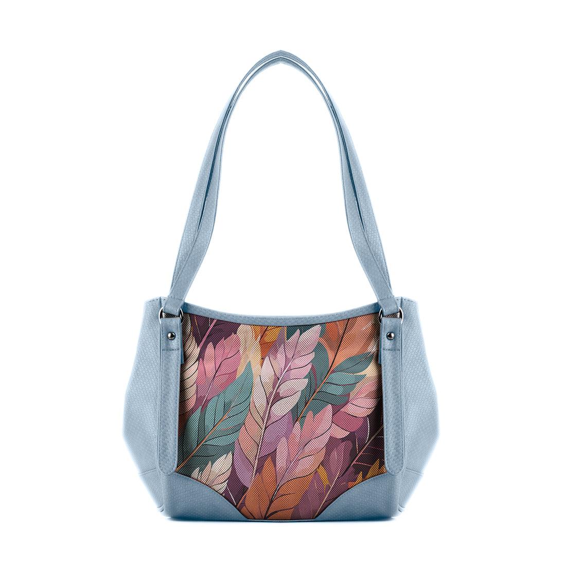 Blue Leather Tote Bag mixed leaf - CANVAEGYPT