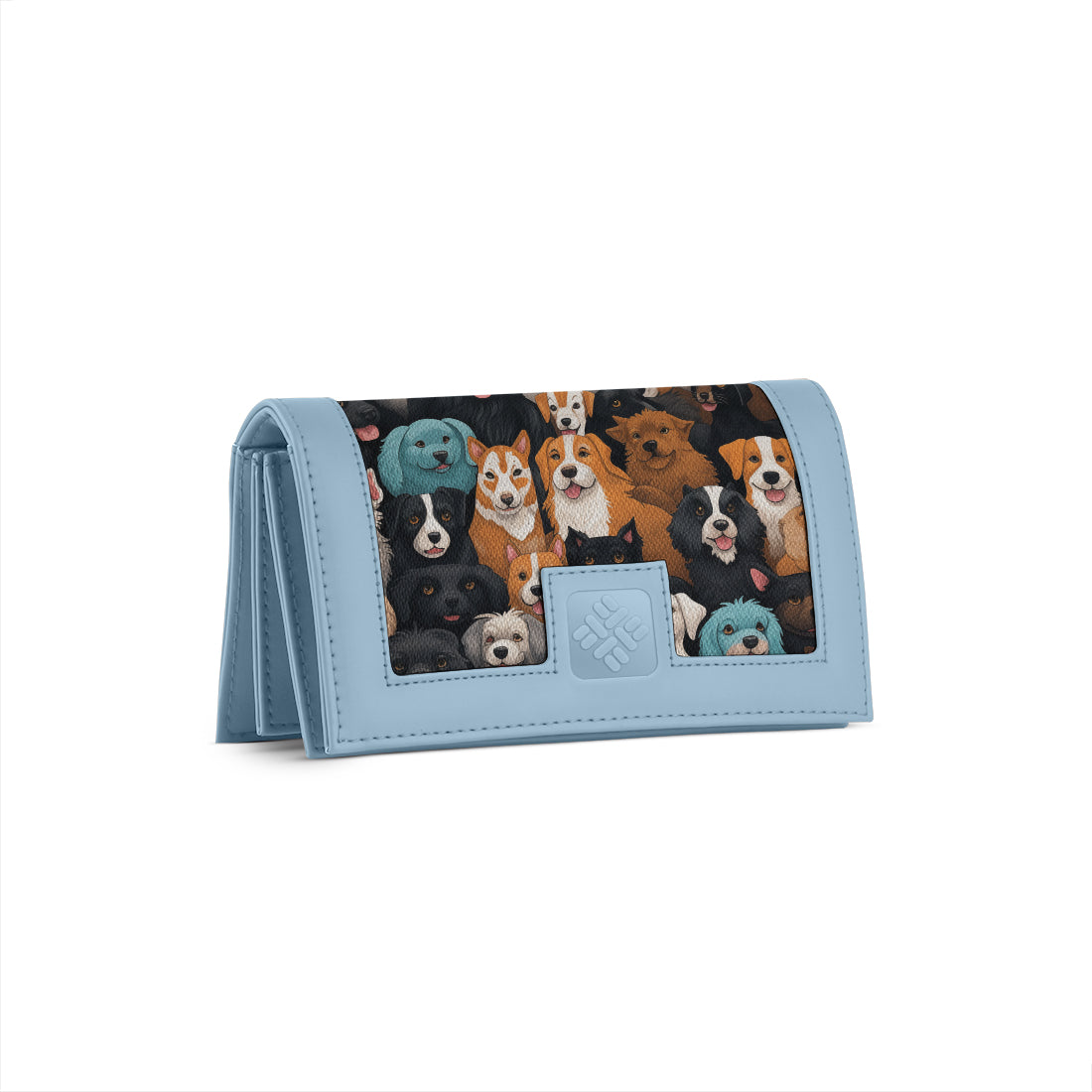 Blue Sleek Elegance Fold Wallet Featuring Adorable Dog Collective