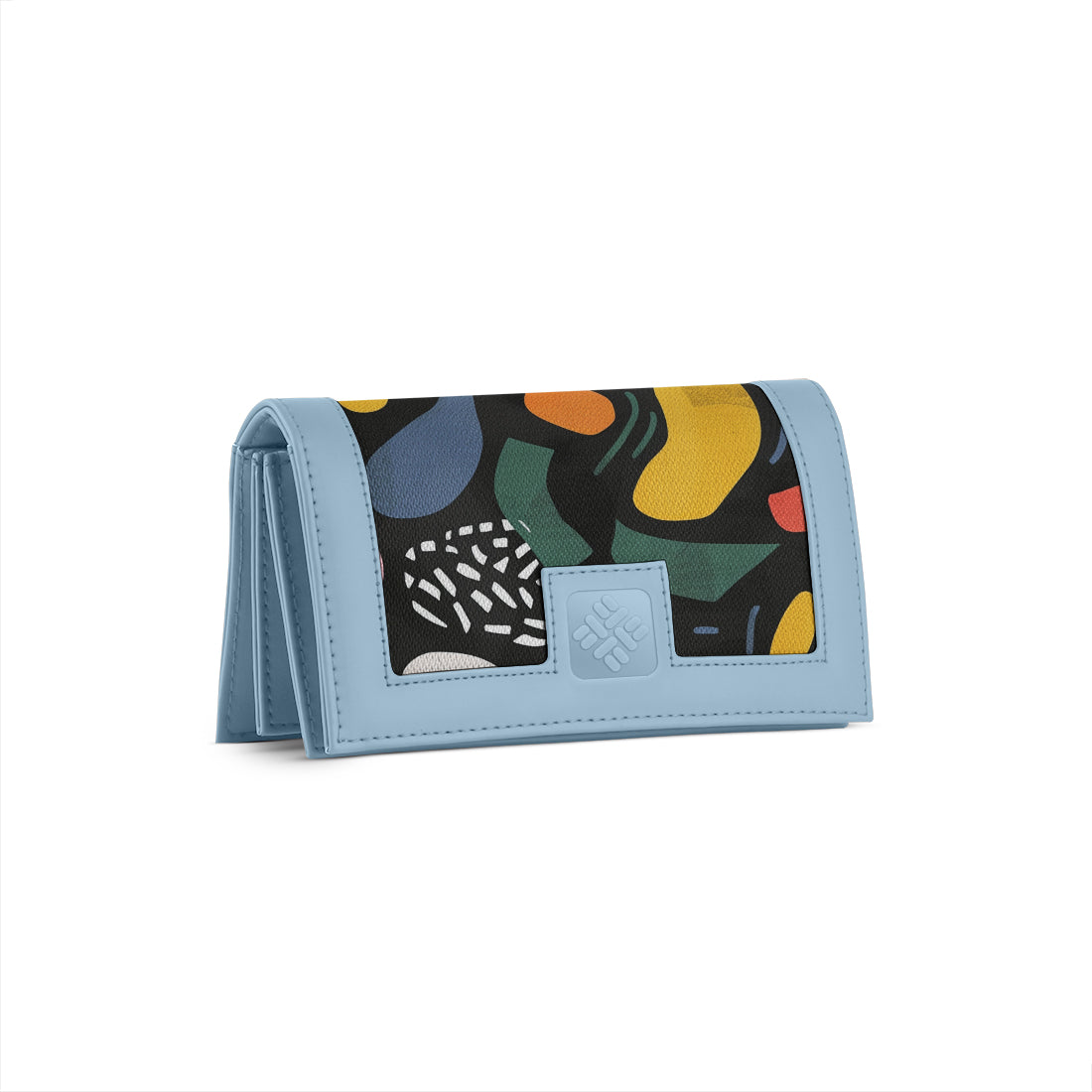 Blue Sleek Elegance Fold Wallet Featuring Bold Geometric Pops