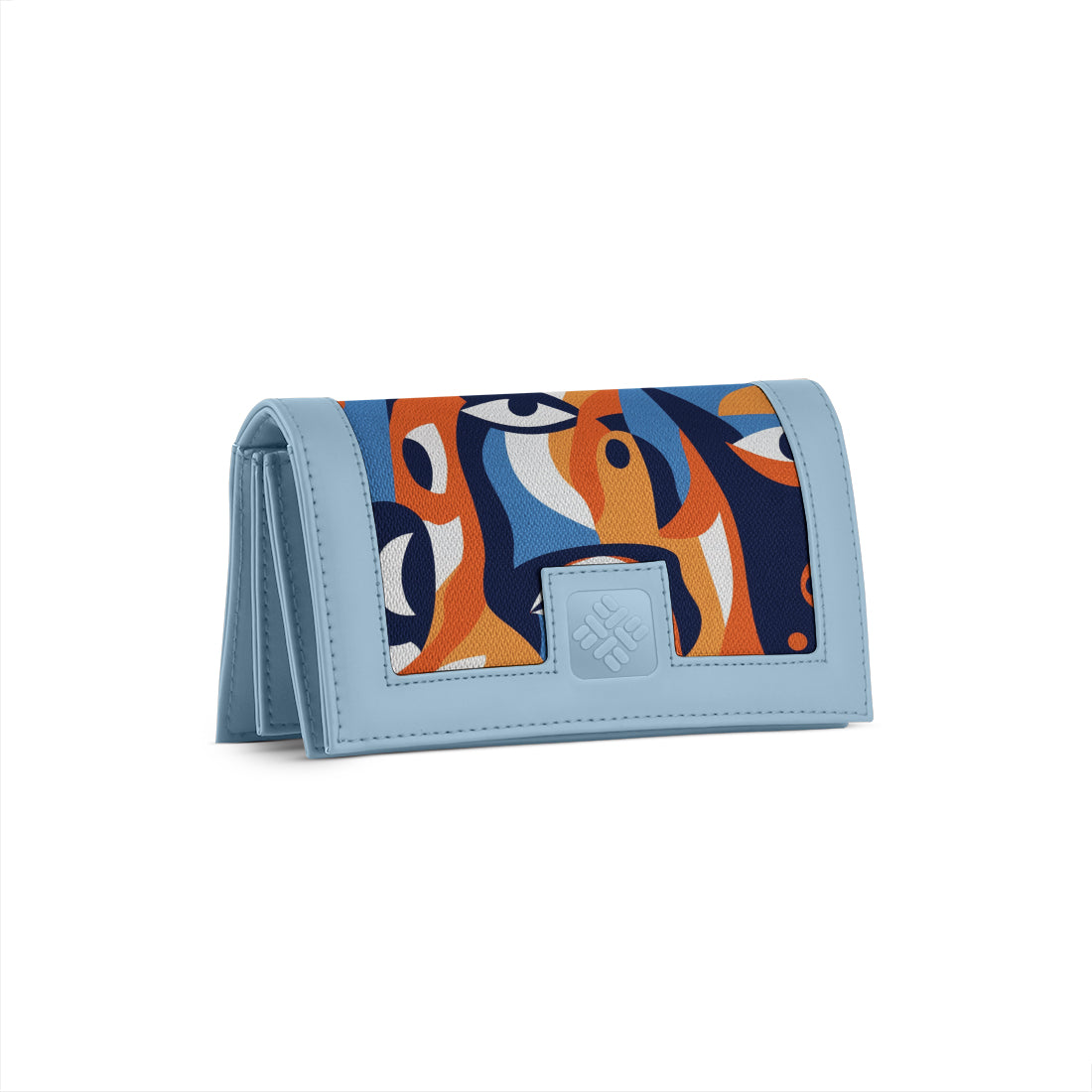 Blue Sleek Elegance Fold Wallet in Bold Geometric Waves